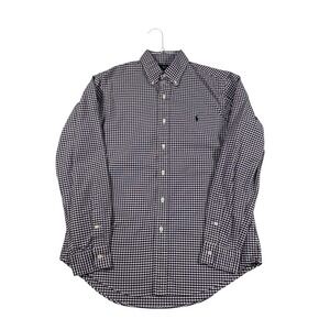 Polo Ralph Lauren Custom Fit Gingham Button Down Shirt Purple White Mens Medium